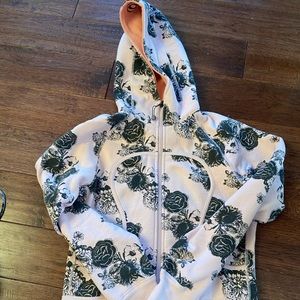 Scuba light pink and black flowered hoodie